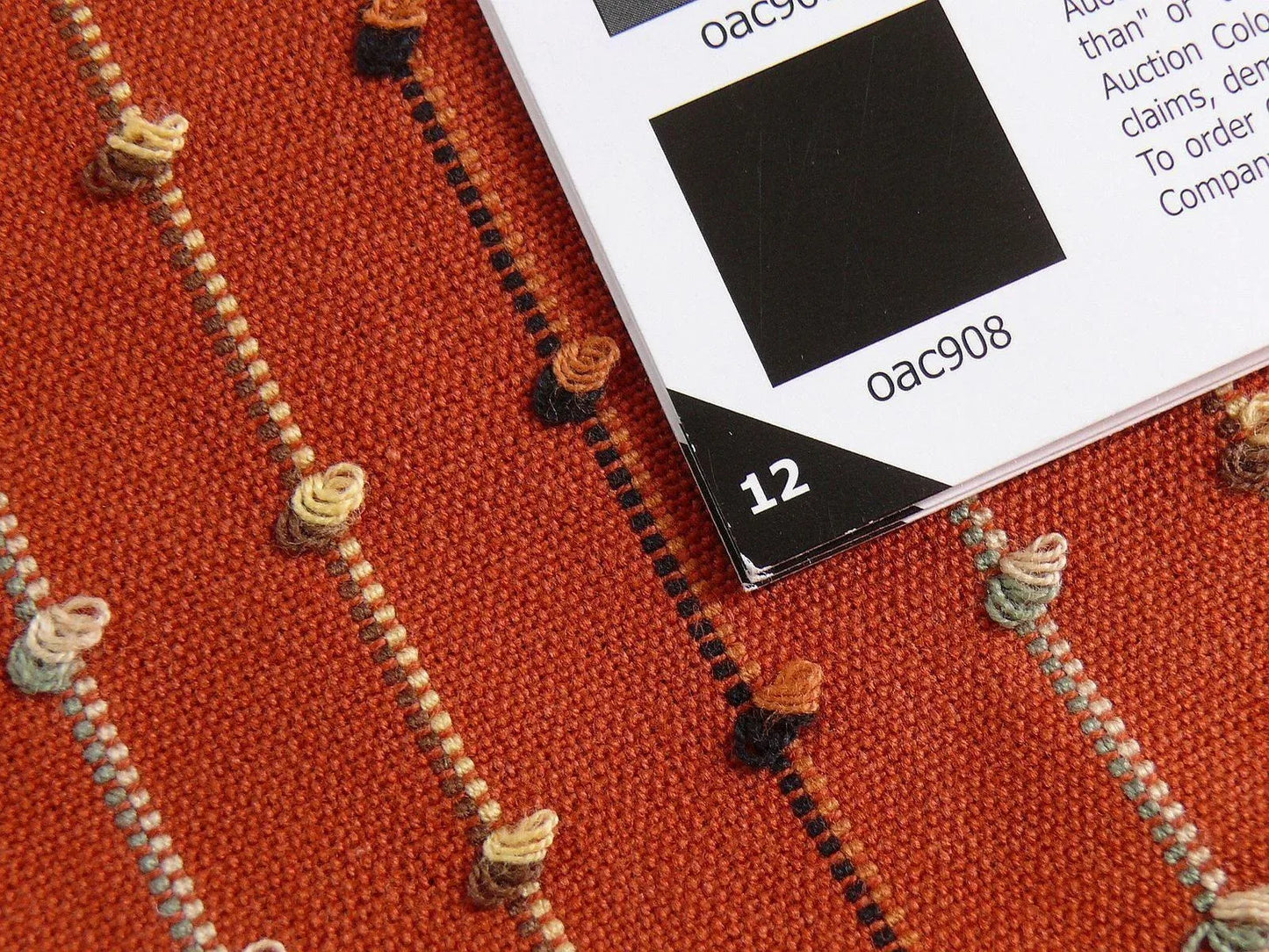 Ethnic Adobe! Burnt Orange Black Grey Thread Knot Stripe  #764