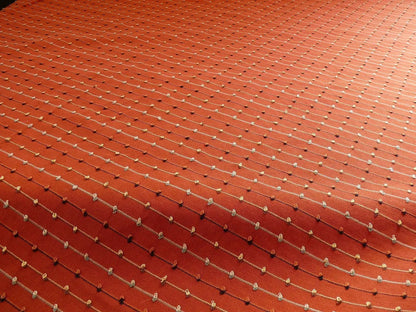 Ethnic Adobe! Burnt Orange Black Grey Thread Knot Stripe  #764