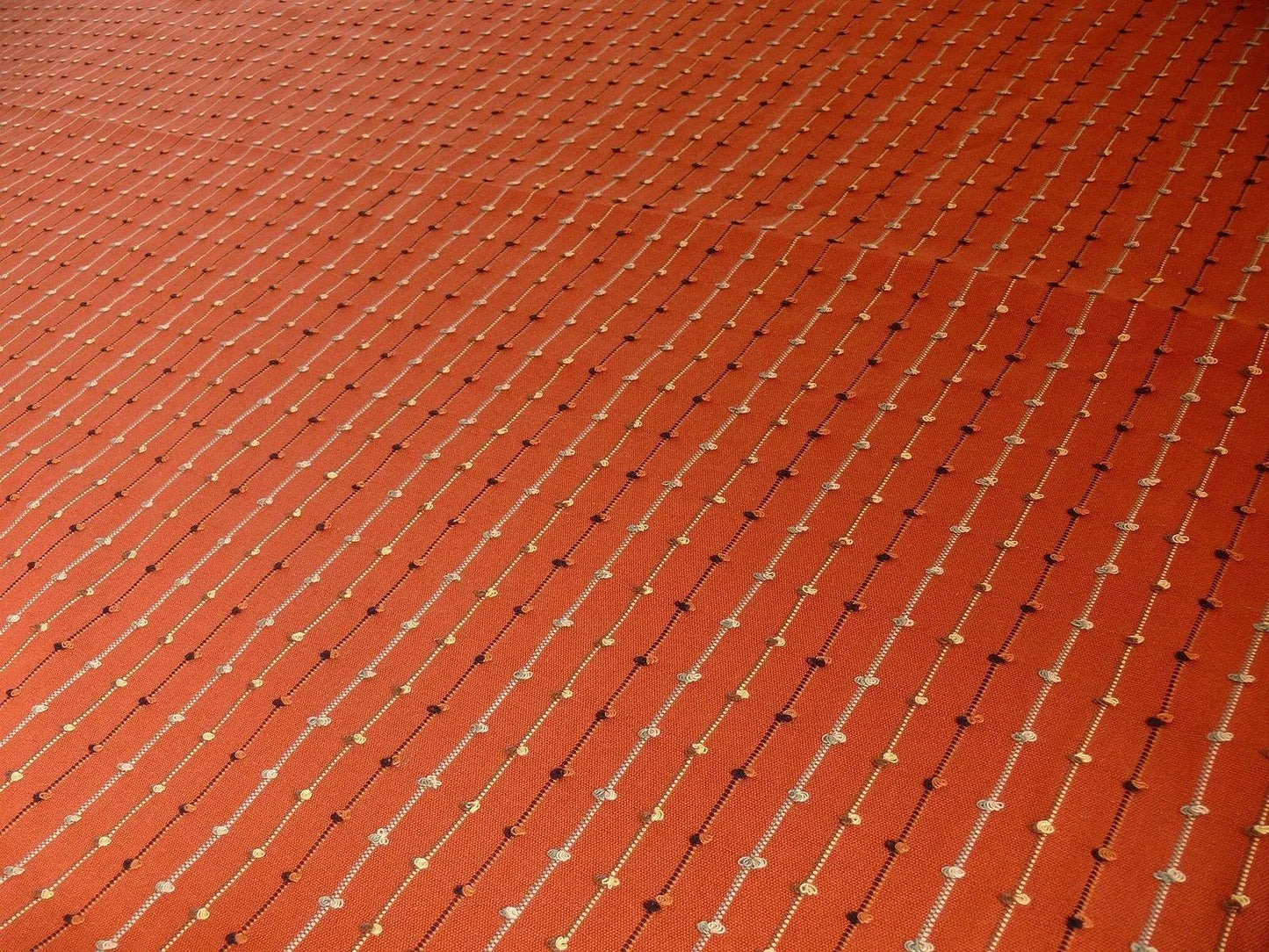 Ethnic Adobe! Burnt Orange Black Grey Thread Knot Stripe  #764