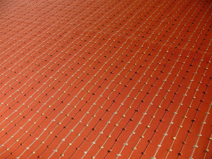 Ethnic Adobe! Burnt Orange Black Grey Thread Knot Stripe  #764