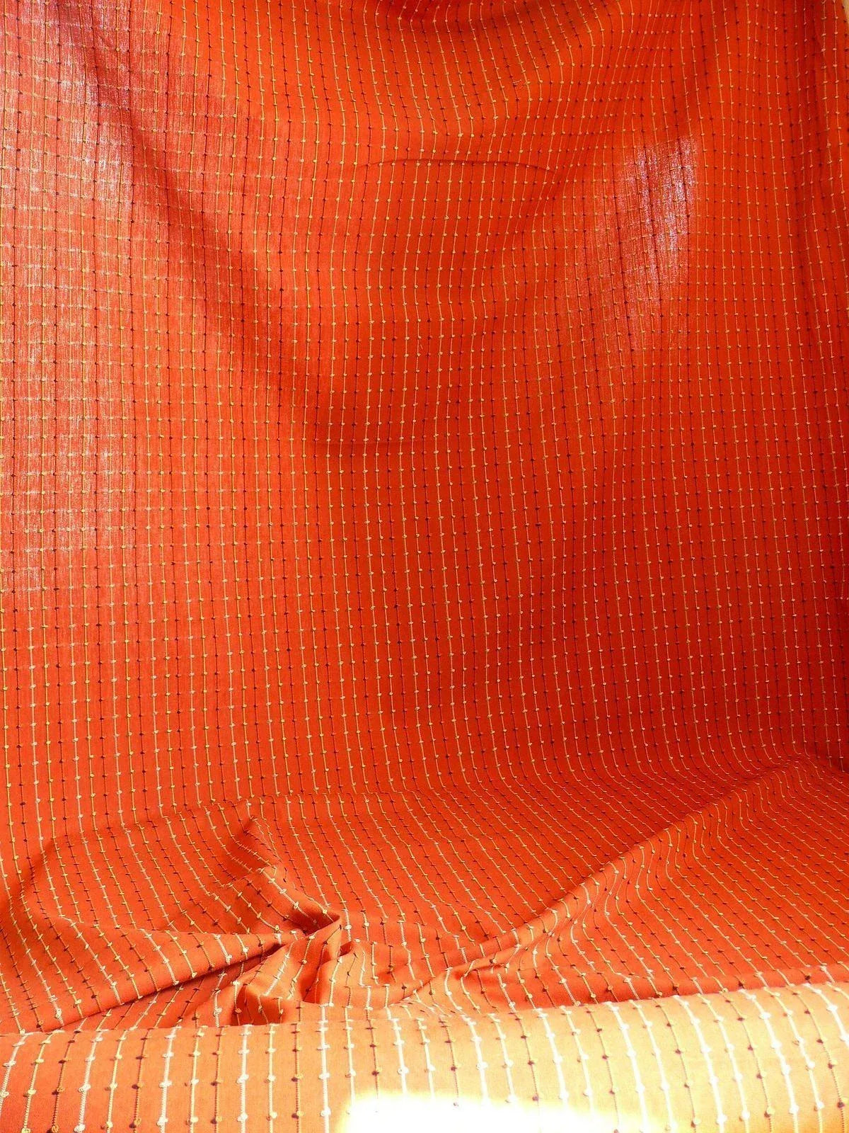 Ethnic Adobe! Burnt Orange Black Grey Thread Knot Stripe  #764