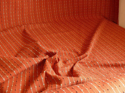 Ethnic Adobe! Burnt Orange Black Grey Thread Knot Stripe  #764