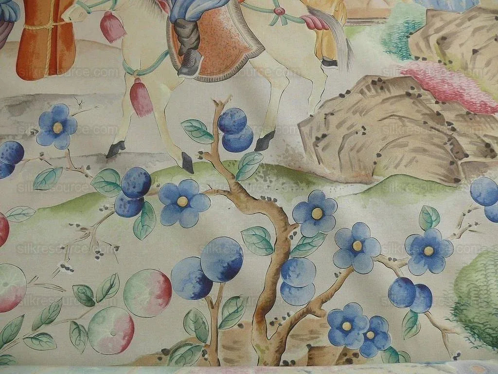 Clarence House Les Grand Tableau Chinoise Chinoiserie Figure Garden Pavillion Print Iconic 48 Screens Hand Printed in Italy MSRP USD 642/Y