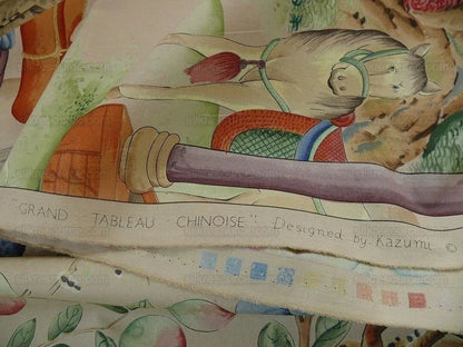 Clarence House Les Grand Tableau Chinoise Chinoiserie Figure Garden Pavillion Print Iconic 48 Screens Hand Printed in Italy MSRP USD 642/Y