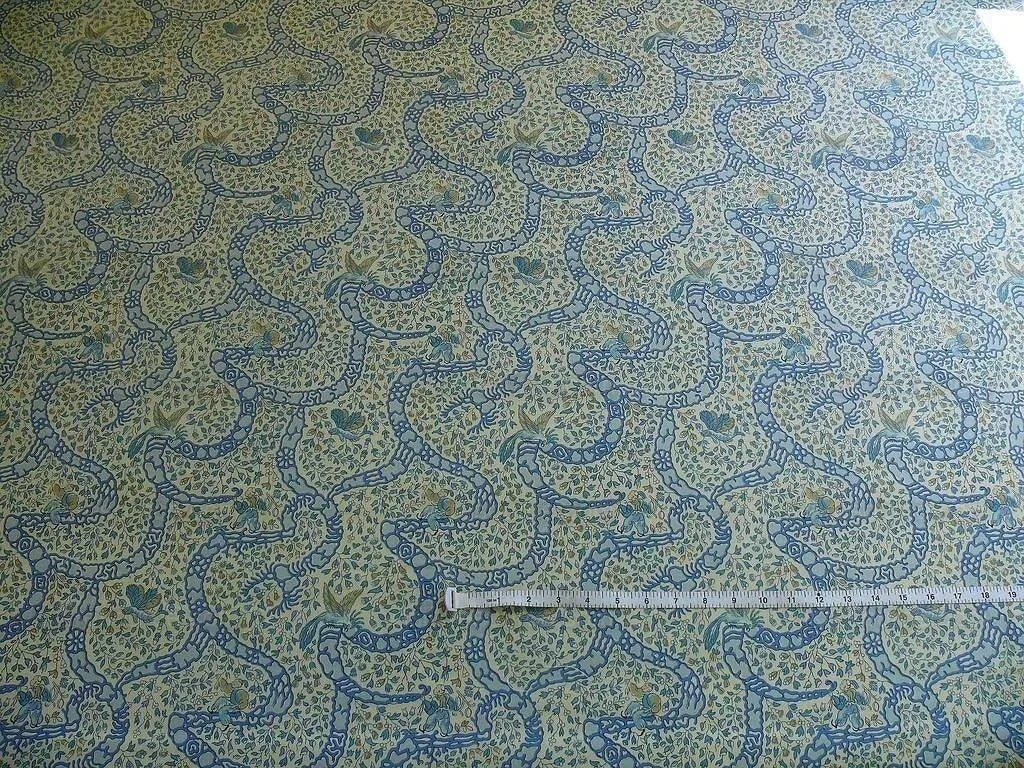 Vervain Peking Figure Print Chinoserie Blue Aqua White Human Figure Toile Cotton Percale