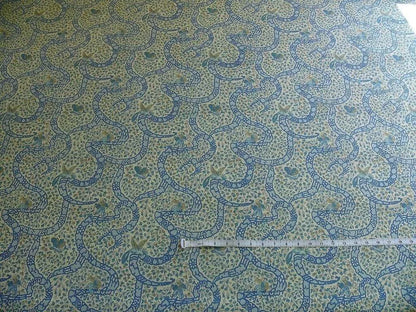 Vervain Peking Figure Print Chinoserie Blue Aqua White Human Figure Toile Cotton Percale