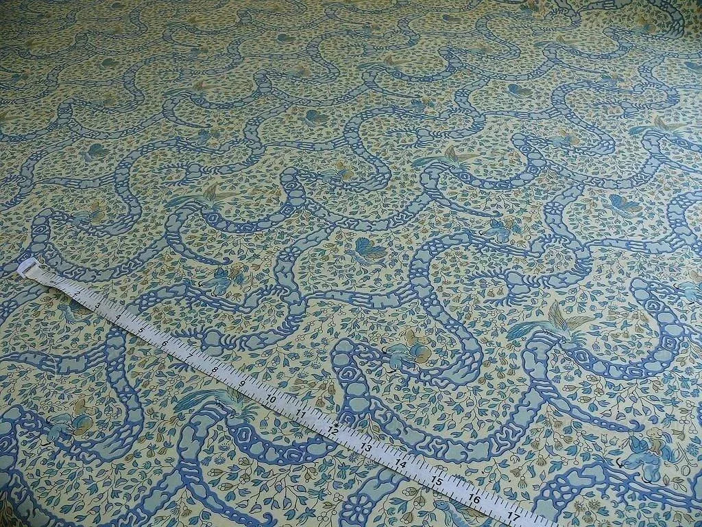 Vervain Peking Figure Print Chinoserie Blue Aqua White Human Figure Toile Cotton Percale