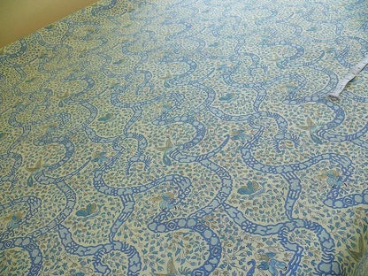 Vervain Peking Figure Print Chinoserie Blue Aqua White Human Figure Toile Cotton Percale