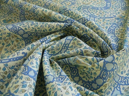 Vervain Peking Figure Print Chinoserie Blue Aqua White Human Figure Toile Cotton Percale