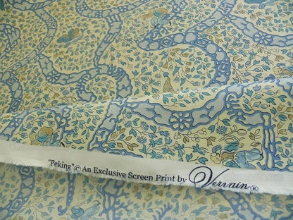 Vervain Peking Figure Print Chinoserie Blue Aqua White Human Figure Toile Cotton Percale
