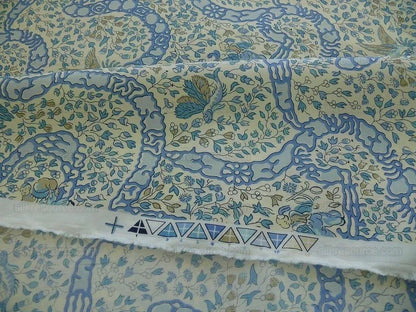 Vervain Peking Figure Print Chinoserie Blue Aqua White Human Figure Toile Cotton Percale