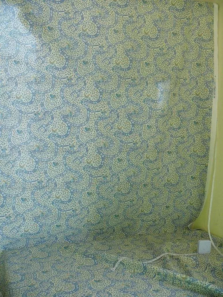 Vervain Peking Figure Print Chinoserie Blue Aqua White Human Figure Toile Cotton Percale