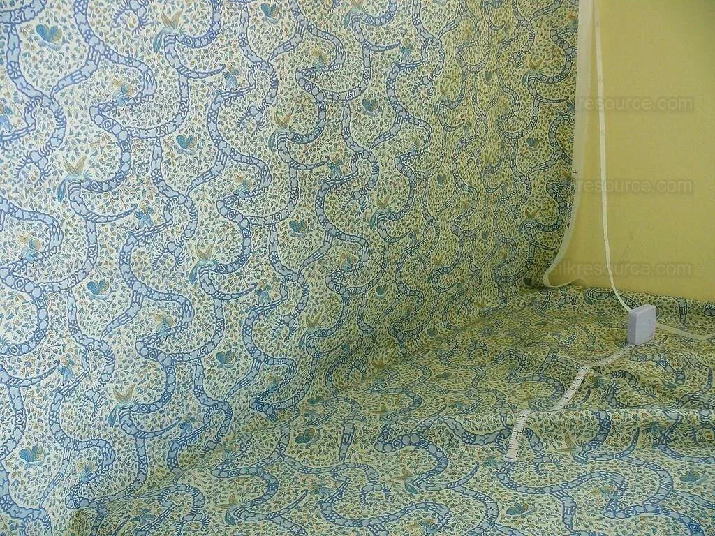 Vervain Peking Figure Print Chinoserie Blue Aqua White Human Figure Toile Cotton Percale