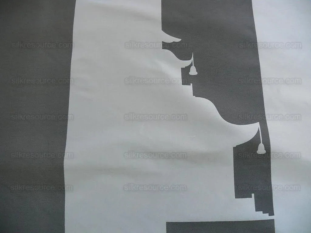 BY Yard Brunschwig &amp; Fils Charlotte Moss "Ting" Silk Taffeta Black White Pavilion Print