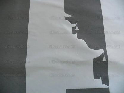 BY Yard Brunschwig &amp; Fils Charlotte Moss "Ting" Silk Taffeta Black White Pavilion Print