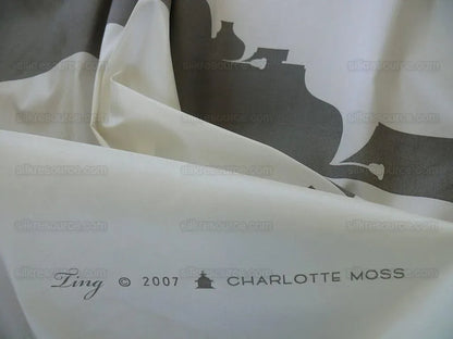 BY Yard Brunschwig &amp; Fils Charlotte Moss "Ting" Silk Taffeta Black White Pavilion Print