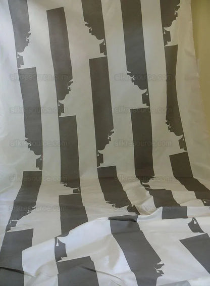 BY Yard Brunschwig &amp; Fils Charlotte Moss "Ting" Silk Taffeta Black White Pavilion Print