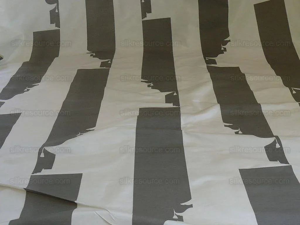 BY Yard Brunschwig &amp; Fils Charlotte Moss "Ting" Silk Taffeta Black White Pavilion Print