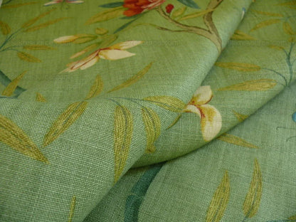 Gp &amp; J Baker Lee Jofa Linen Peony &amp; Blossom Leaf Green Red MSRP USD 314/yard