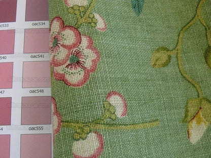 Gp &amp; J Baker Lee Jofa Linen Peony &amp; Blossom Leaf Green Red MSRP USD 314/yard