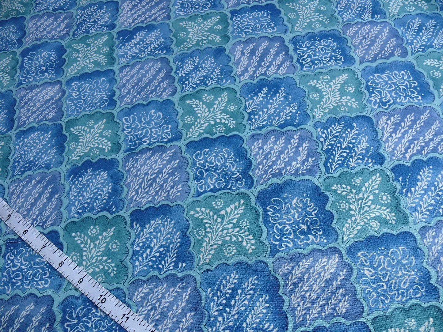 10.2y Brunschwig &amp; Fils Nanou Rockery Print Blue Green White from Cabanel Collection #906