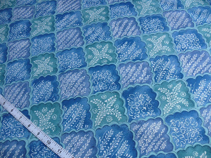 10.2y Brunschwig &amp; Fils Nanou Rockery Print Blue Green White from Cabanel Collection #906