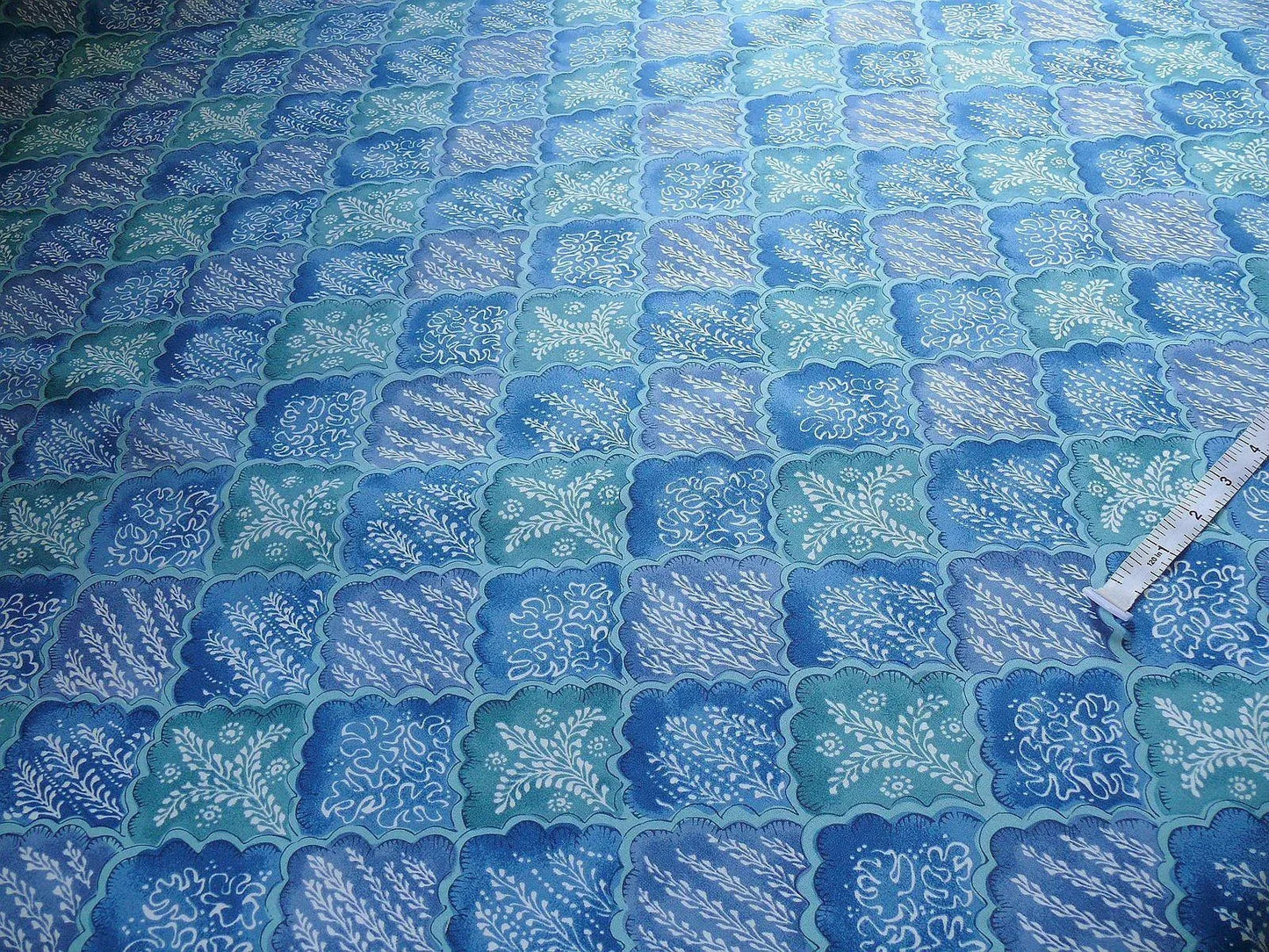 10.2y Brunschwig &amp; Fils Nanou Rockery Print Blue Green White from Cabanel Collection #906