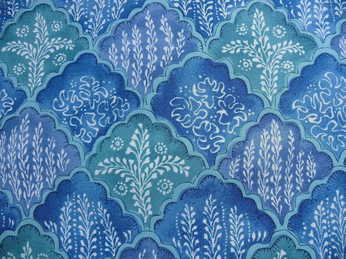 10.2y Brunschwig &amp; Fils Nanou Rockery Print Blue Green White from Cabanel Collection #906