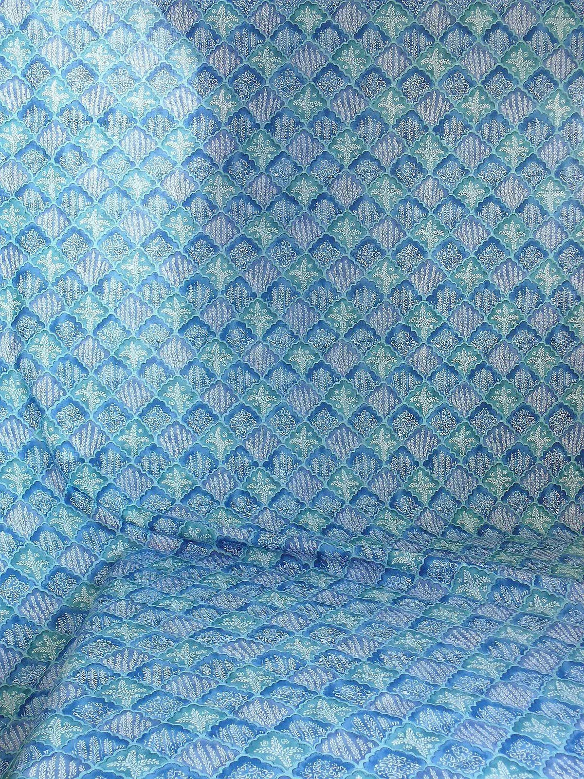 10.2y Brunschwig &amp; Fils Nanou Rockery Print Blue Green White from Cabanel Collection #906