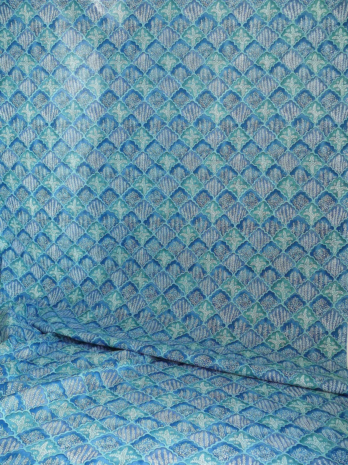10.2y Brunschwig &amp; Fils Nanou Rockery Print Blue Green White from Cabanel Collection #906