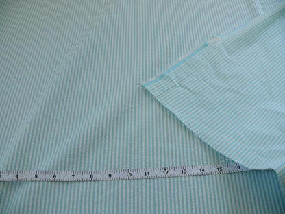 11.125y Designer Ribbed Seersucker Bright Aqua White Cotton #919