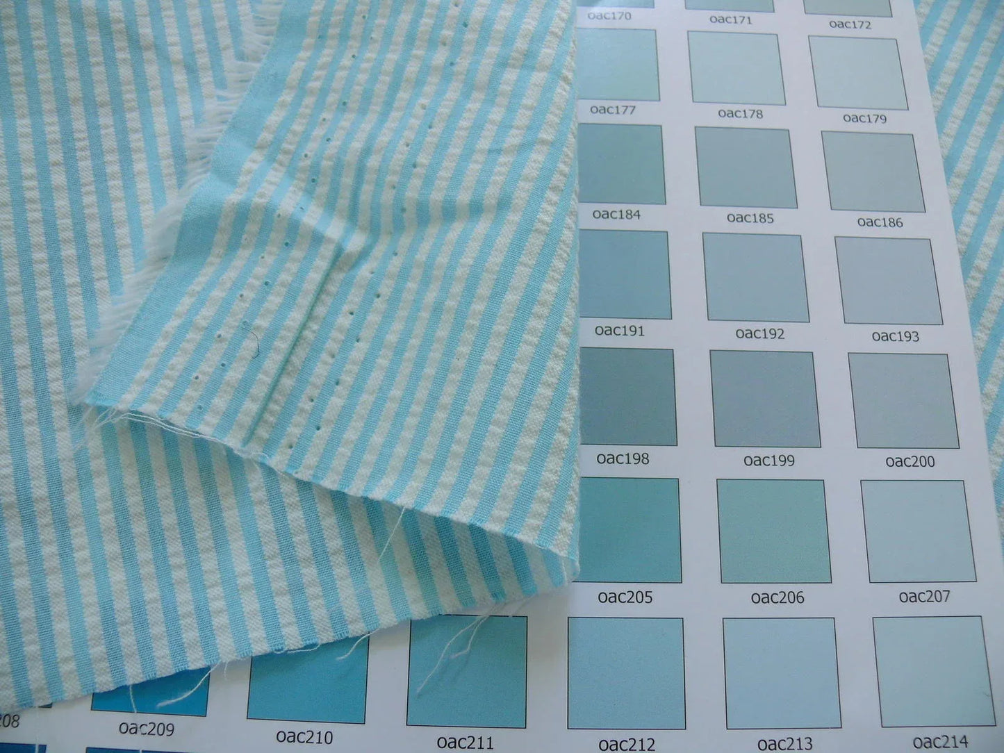 11.125y Designer Ribbed Seersucker Bright Aqua White Cotton #919