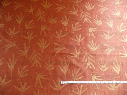 Telio &amp; Cie Silk Bamboo Leave Silk Lampas Red Gold Bty