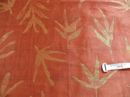 Telio &amp; Cie Silk Bamboo Leave Silk Lampas Red Gold Bty