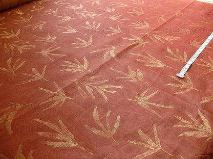 Telio &amp; Cie Silk Bamboo Leave Silk Lampas Red Gold Bty