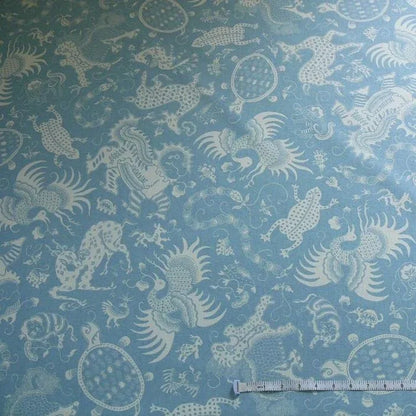 China Seas INDRAMAYU MYTHICAL ANIMAL DRAGON LION BIRD BLUE WHITE