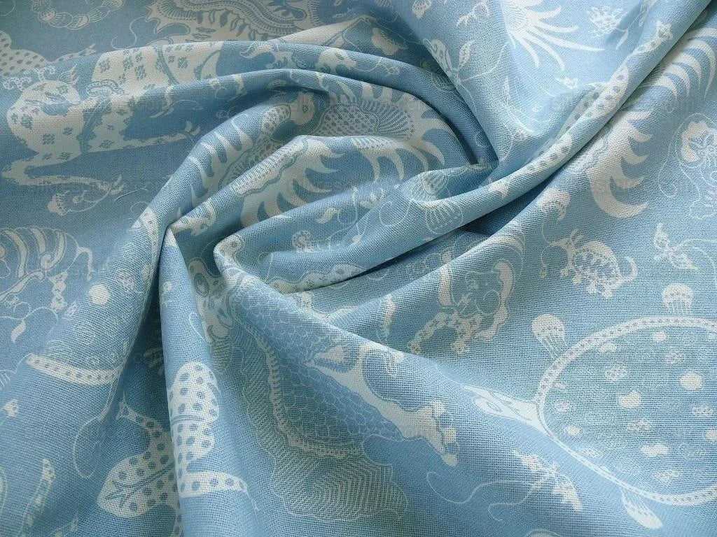 China Seas Indramayu Mythical Animal Dragon Lion Bird Blue White