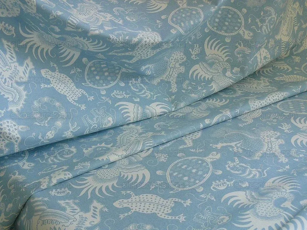 China Seas Indramayu Mythical Animal Dragon Lion Bird Blue White