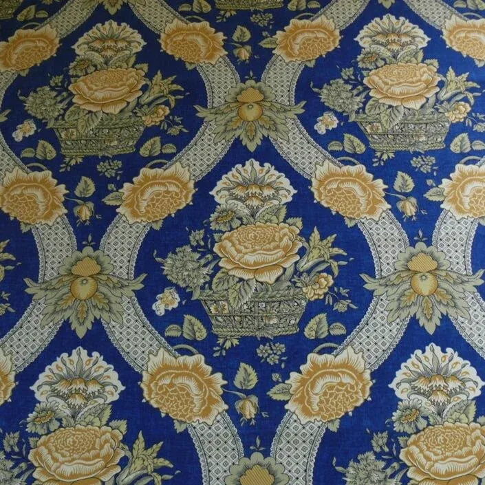 BRUNSCHWIG & FILS CORBEILLE DE FLEURS Navy & Gold BTY