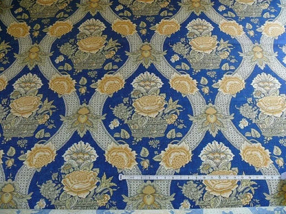 By Yard Brunschwig &amp; Fils Corbeille De Fleurs Navy &amp; Gold Sunflower Yellow French Country Print