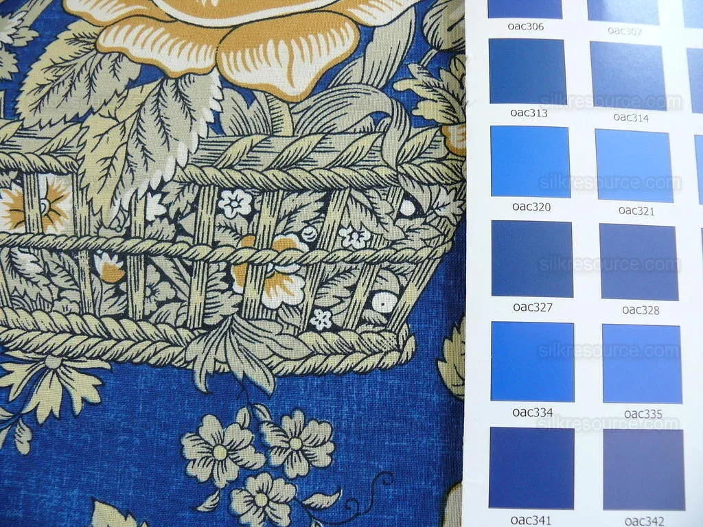 By Yard Brunschwig &amp; Fils Corbeille De Fleurs Navy &amp; Gold Sunflower Yellow French Country Print