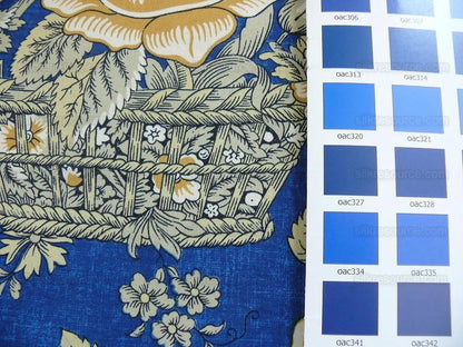 By Yard Brunschwig &amp; Fils Corbeille De Fleurs Navy &amp; Gold Sunflower Yellow French Country Print