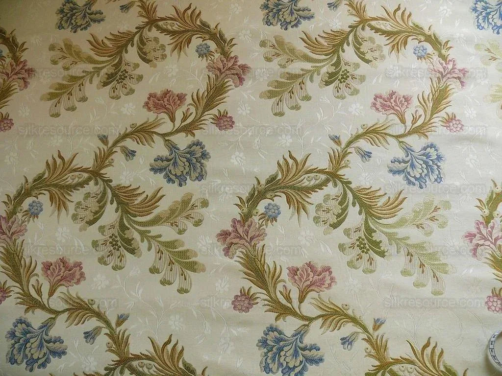 Old Wolrd Weaver French Lace Carnation Lampas Blue Pink Cream Bt