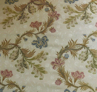 Old Wolrd Weaver French Lace Carnation Lampas Blue Pink Cream Bt