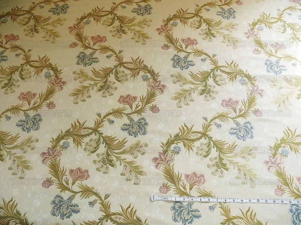 Old Wolrd Weaver French Lace Carnation Lampas Blue Pink Cream Bt