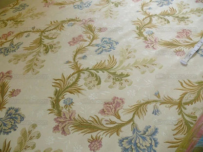 Old Wolrd Weaver French Lace Carnation Lampas Blue Pink Cream Bt