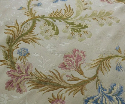Old Wolrd Weaver French Lace Carnation Lampas Blue Pink Cream Bt