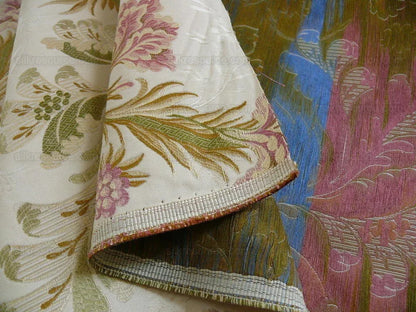 Old Wolrd Weaver French Lace Carnation Lampas Blue Pink Cream Bt