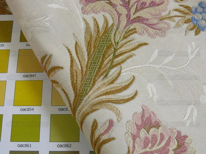 Old Wolrd Weaver French Lace Carnation Lampas Blue Pink Cream Bt