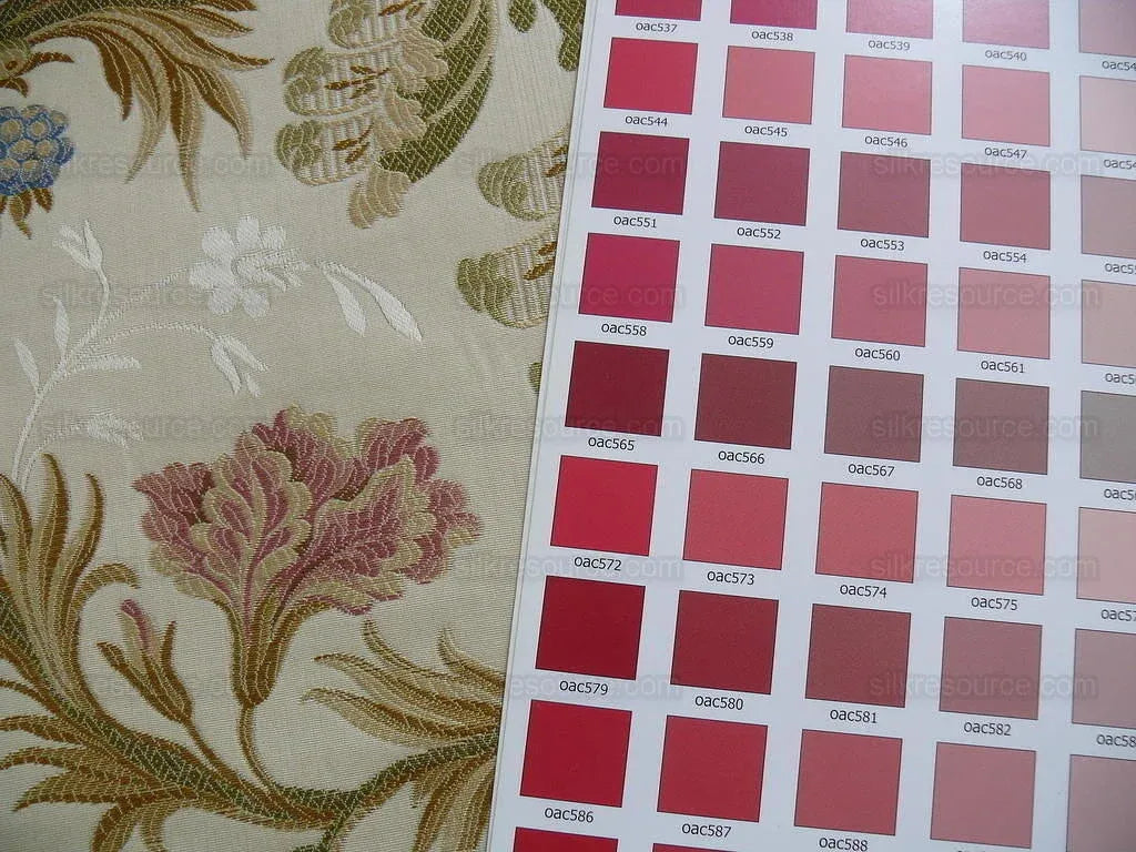 Old Wolrd Weaver French Lace Carnation Lampas Blue Pink Cream Bt